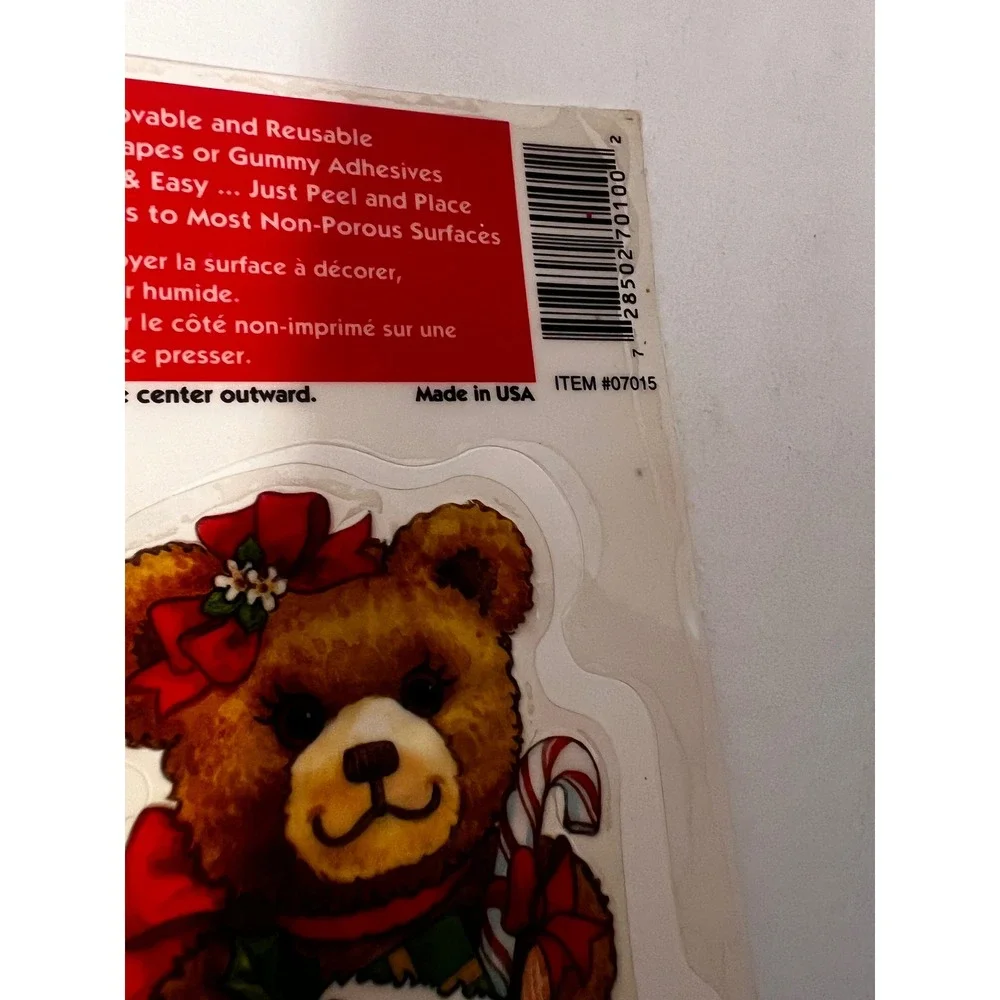 Vintage 1996 Color-Clings Christmas Window Clings Santa Nativity Bears Lot of 5